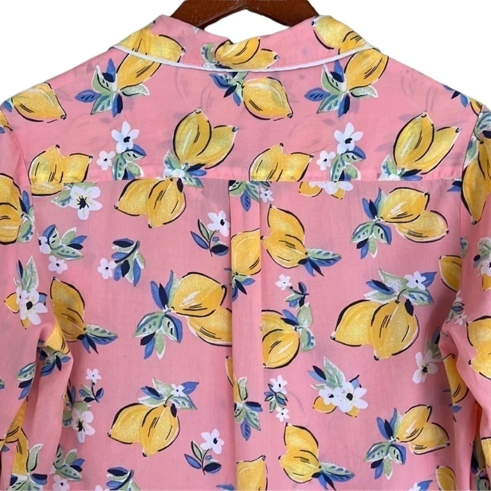 Gillian & OMalley Lemon Print Long Sleeve‎ Sleepwear Pajama Top - Picture 6 of 12
